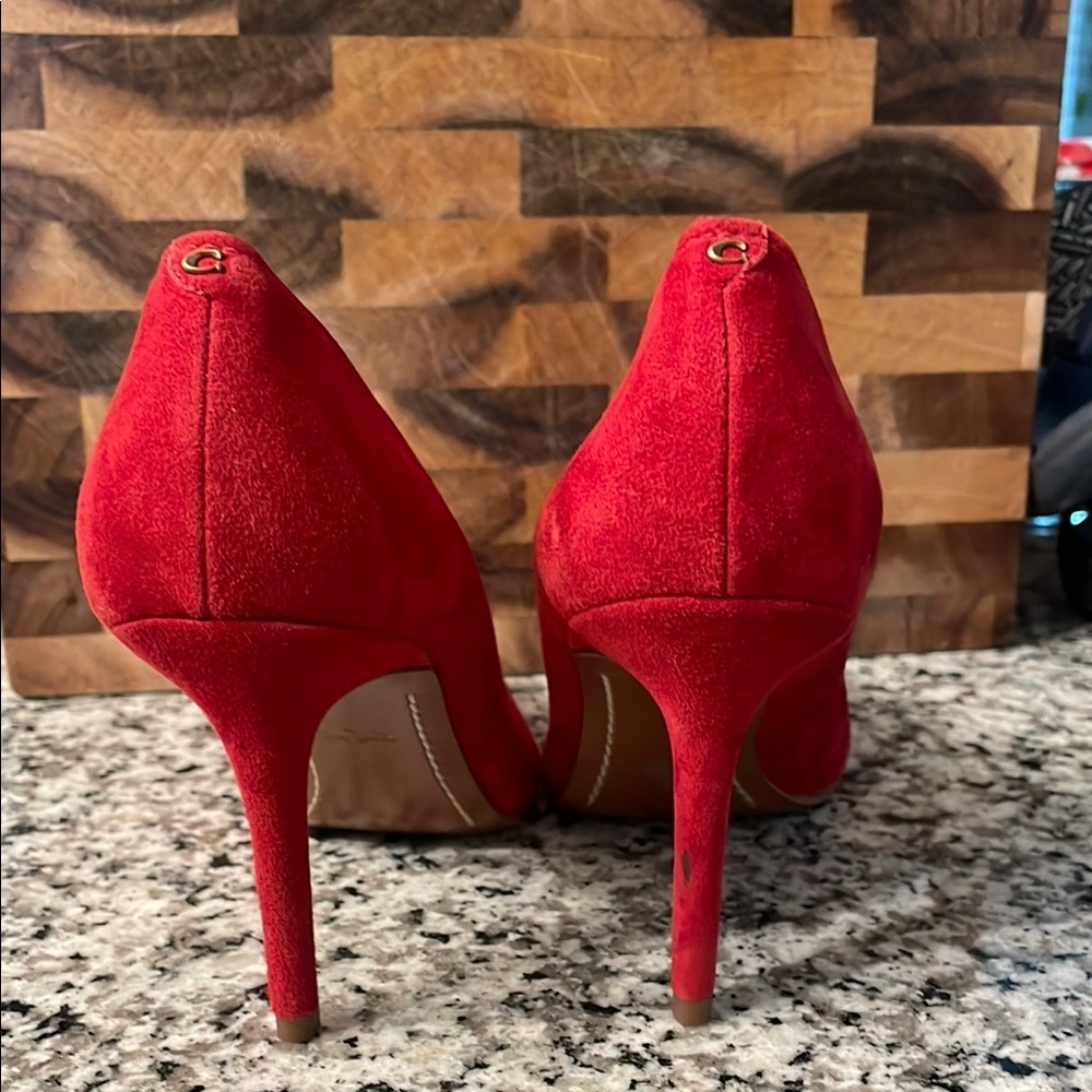 Coach Red Suede Women's Heels Size 10 - Picture 3 of 8